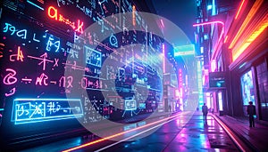 Abstract Mathematical Formula on Chalkboard. Science concept. Generated Image