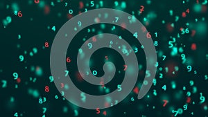 Abstract matrix. Computer code. Dark background of many numbers. Big data and cybersecurity. 3d rendering