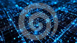 Abstract matrix-like background tech background with blue lights