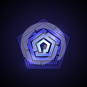 Abstract maze background with glowing light photo
