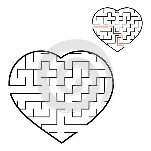 Abstract maze heart. Valentine day. Game for kids. Puzzle for children. One entrance, one exit. Labyrinth conundrum. Flat vector i