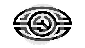 Abstract Maze Labyrinth Icon - Problem Solving Complex Challenge Symbol, vector design Generative AI