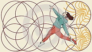 Abstract Maze-Like Line Pattern Art, vector design Generative AI