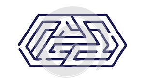 Abstract Maze Puzzle Icon, Problem-Solving Challenge, vector design Generative AI