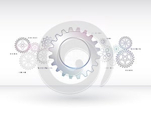 Abstract mechanical background with gear and technology elements