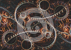 Abstract mechanical background, steampunk fractal