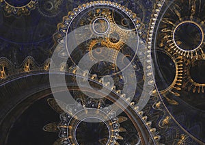 Abstract mechanical background, steampunk fractal