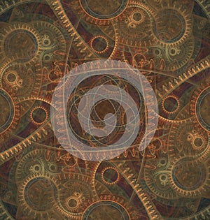 Abstract mechanical background, steampunk fractal