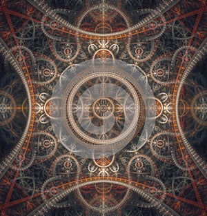 Abstract mechanical background, steampunk fractal