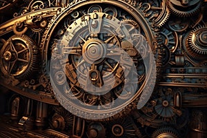 Abstract mechanical background, steampunk fractal. Generative AI