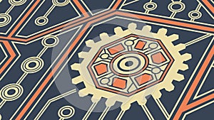 Abstract Mechanical Gear Pattern Vector, Industrial Tech Design, vector design Generative AI