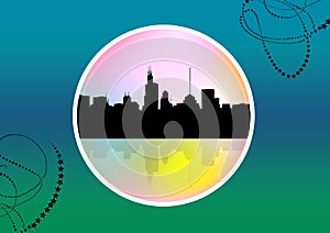 Abstract medallion cityscape