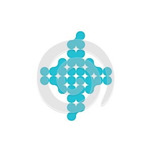 Abstract medical cross logo. Healthcare and doctor sign. Dots pattern.