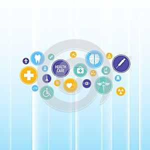 Abstract medical health care icon on blue gradient background innovation infographic template design