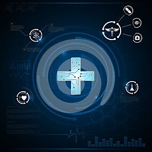 Abstract medical health care innovation tech sci fi design concept background