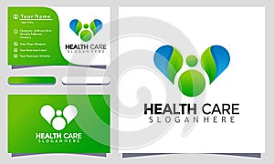 Abstract Medical and Health Care People logo design vector Illustration, business card template