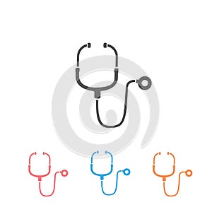 Abstract medical icon set with stethescope, vector illustration on white