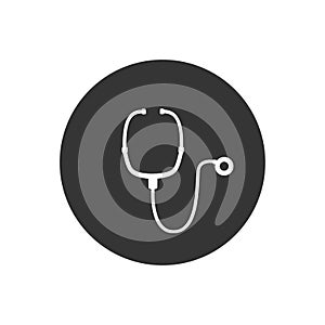 Abstract medical icon with stethescope, vector illustration on gray