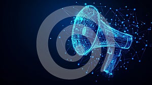 Abstract Megaphone Digital Marketing, Communication, And Announcement Concept. 3D Render.