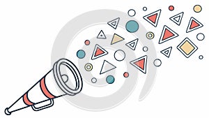 Abstract Megaphone with Exploding Geometric Shapes, vector design Generative AI