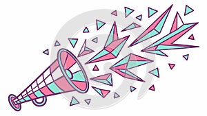 Abstract Megaphone with Exploding Geometric Shapes, vector design Generative AI