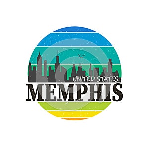 Abstract Memphis City Typography illustration, Memphis City Design illustration