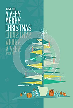 Abstract Merry Christmas Greeting Card Mid Century Mod Christmas