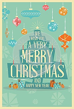 Abstract Merry Christmas Greeting Card Mid Century Mod Christmas