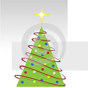 Abstract Merry Christmas Tree with Red Garlands