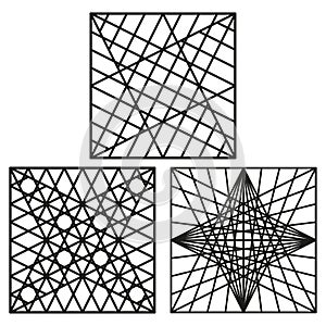 Abstract mesh icon. Geometric line pattern. Square symmetry shape. Vector net figure.