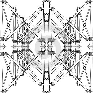 Abstract Metal Construction Structure Vector. A Vector Illustration Of Architectural Construction.