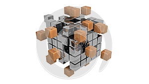 Abstract metal cubes 3d illustration