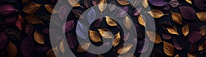 Abstract Metallic Autumn Leaves Background Pattern Halloween Colours Banner