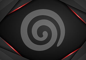 Abstract metallic black Red frame sport design concept innovation background