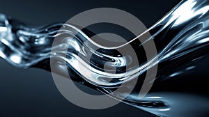 Abstract Metallic Chrome Wave Design with Dynamic Reflections and Smooth Surface