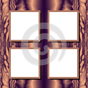 Abstract metallic copper background with picture frames