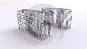 Abstract Metallic Cube Structure in a Minimalistic Setting with grid pattern and 3D design elements. AIG53M