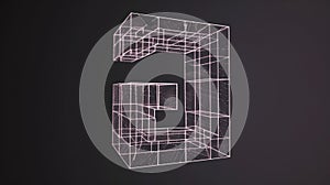 Abstract Metallic Cube Structure in a Minimalistic Setting with grid pattern and 3D design elements. AIG53M