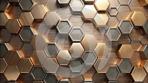 Abstract metallic hexagon pattern background texture a modern design element for digital projects. Generative AI