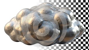 Abstract metallic lumpy cloud shape silver gray textured form bizarre object png transparent image Generative AI photo