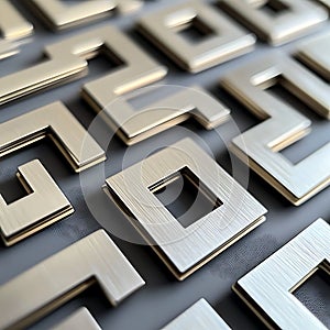 Abstract Metallic Maze Intricate Design of Interlocking Squares