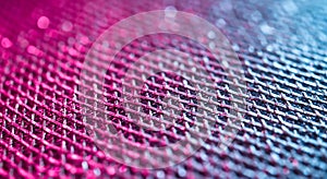 Abstract Metallic Mesh Background with Pink and Blue Gradient Lighting