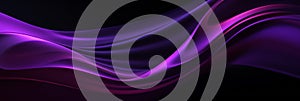 Abstract metallic shiny purple lines on black background. Digital technology communication, 5G, science, music
