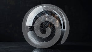 Abstract Metallic Sphere with Grid Pattern