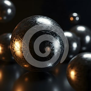 Abstract Metallic Spheres with Dramatic Lighting