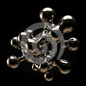 Abstract metallic structure featuring interconnected bulbous forms with smooth,