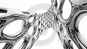 Abstract Metallic Structure With Hollow Shapes Creating Depth And Intricate Patterns