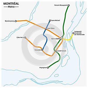 Abstract metro map of the Canadian city of Montreal