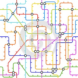 Abstract metro map in shape of circle. Vector subway underground scheme. City transportation diagram concept. Colorful