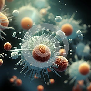 Abstract microbiology background, microscopic view of organic substance, microorganism or cells, macro.